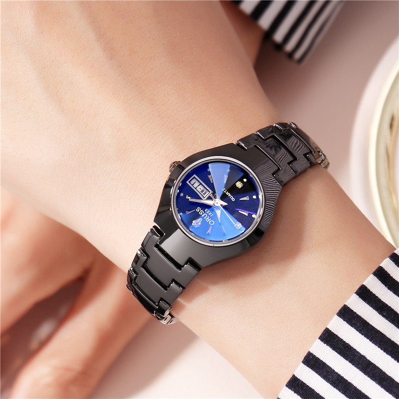 men's steel belt quartz watch business luminous waterproof men's watch double calendar casual men and women couple watch wholesale details Picture