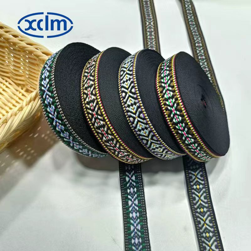 2.5cm ethnic jacquard lace embroidered webbing, elastic accessories for ethnic minority Miao decorative clothing diy handicraft Item Picture
