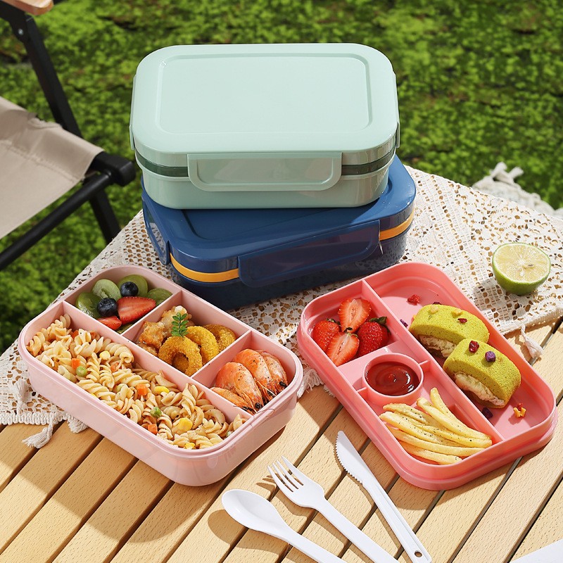cross-border large capacity lunch box microwaveable heating crisper double-layer sealed lunch box for delivering meals to work lunch box full figure
