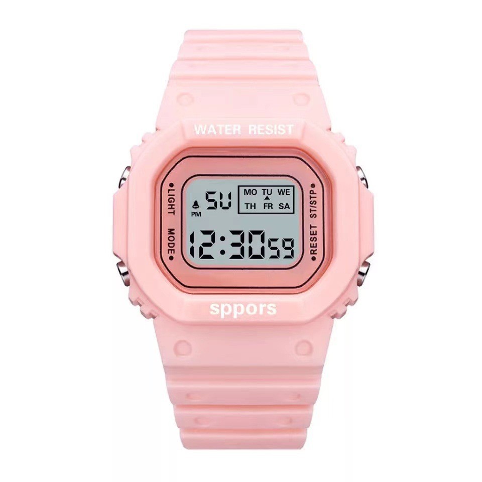 matcha green solid color square couple led electronic watch multi-functional male and female middle school students luminous fashion electronic hand Specification drawing