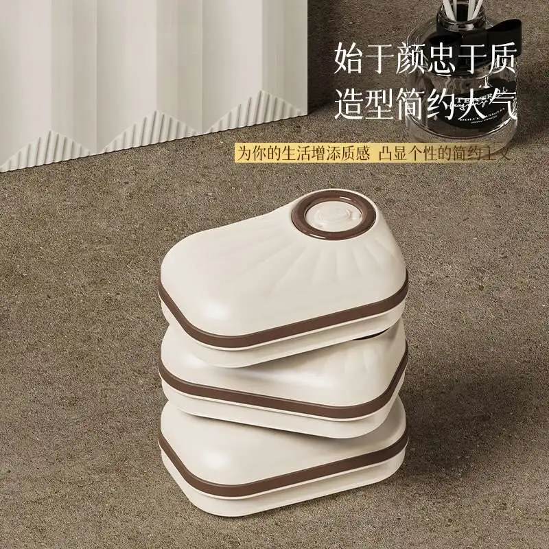 T54-Y-9112 Cream White double-layer draining soap box, cute soap storage box for bathroom and washroom, dust-proof detail image 4