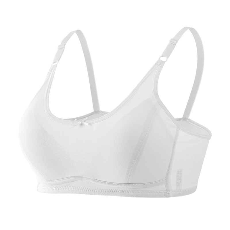 junior high school student one-word underwear adolescent adjustable shoulder strap fixed cup pure cotton development girl bra Item Picture