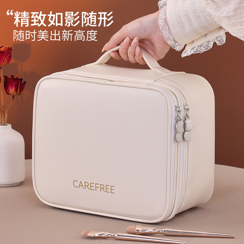 cross-border new double-layer four-partition storage cosmetic bag travel portable and versatile portable cosmetic case wash bag Specification drawing
