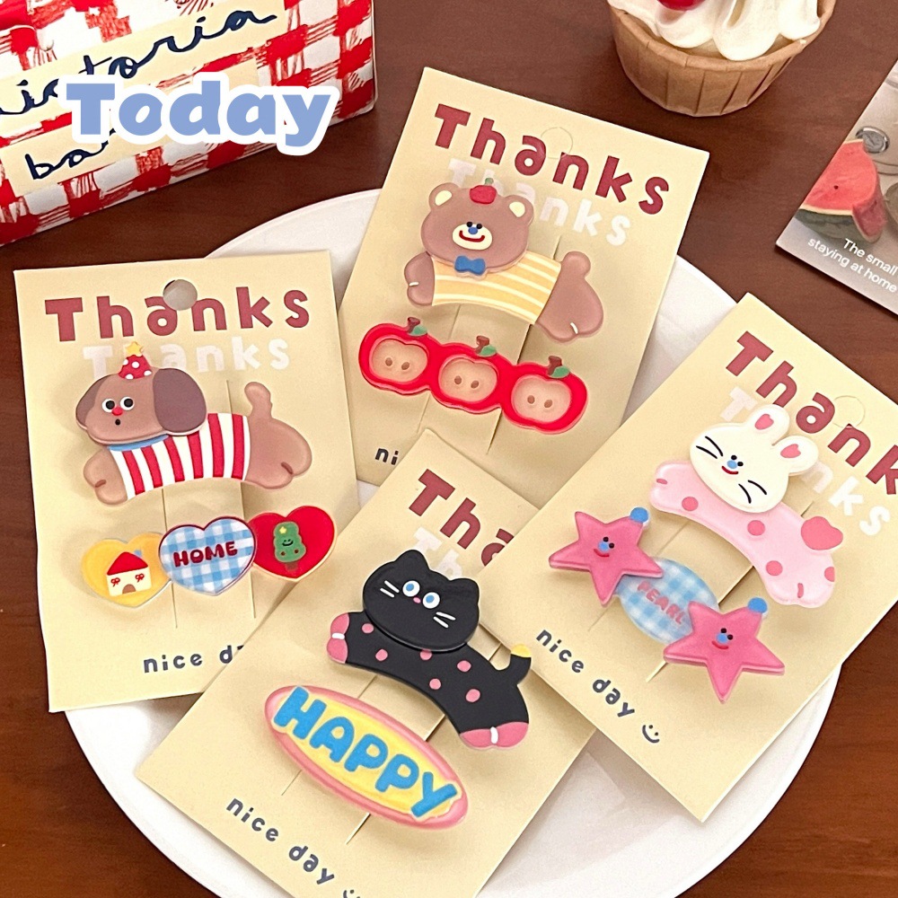 cute cartoon cute pet barrettes girl heart all-match acrylic hair accessories temperamental bangs clip cropped hair clip barrettes set wholesale details Picture