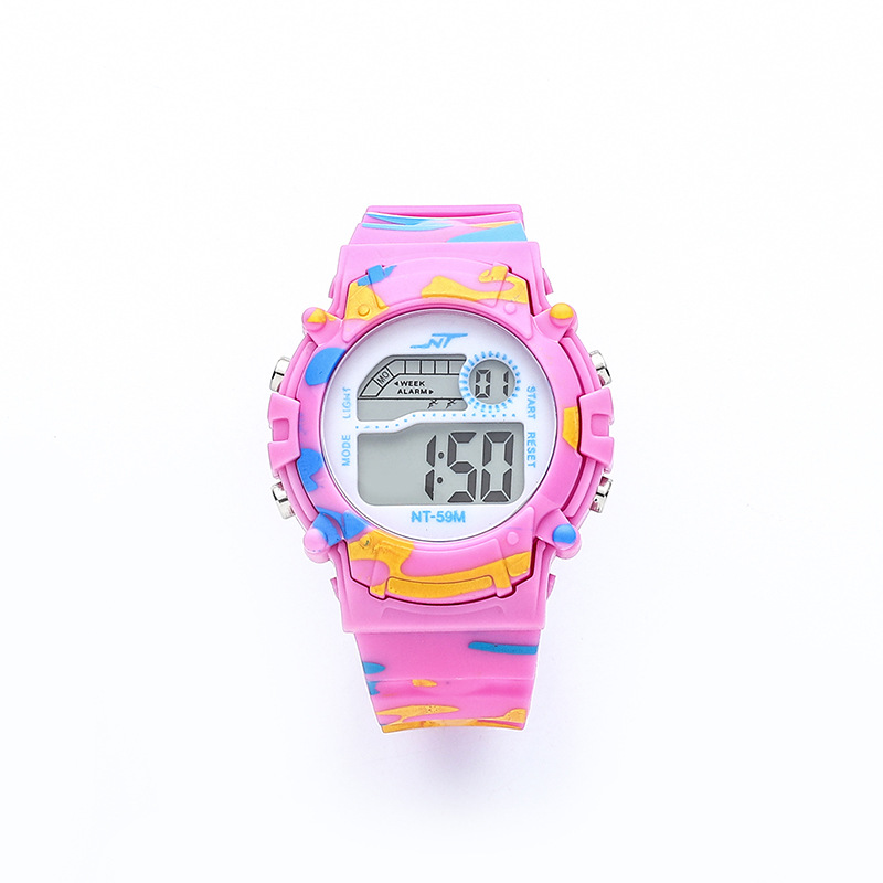 colorful led electronic watch children's outdoor mountaineering sports cross-border foreign trade camouflage luminous large dial student Item Picture