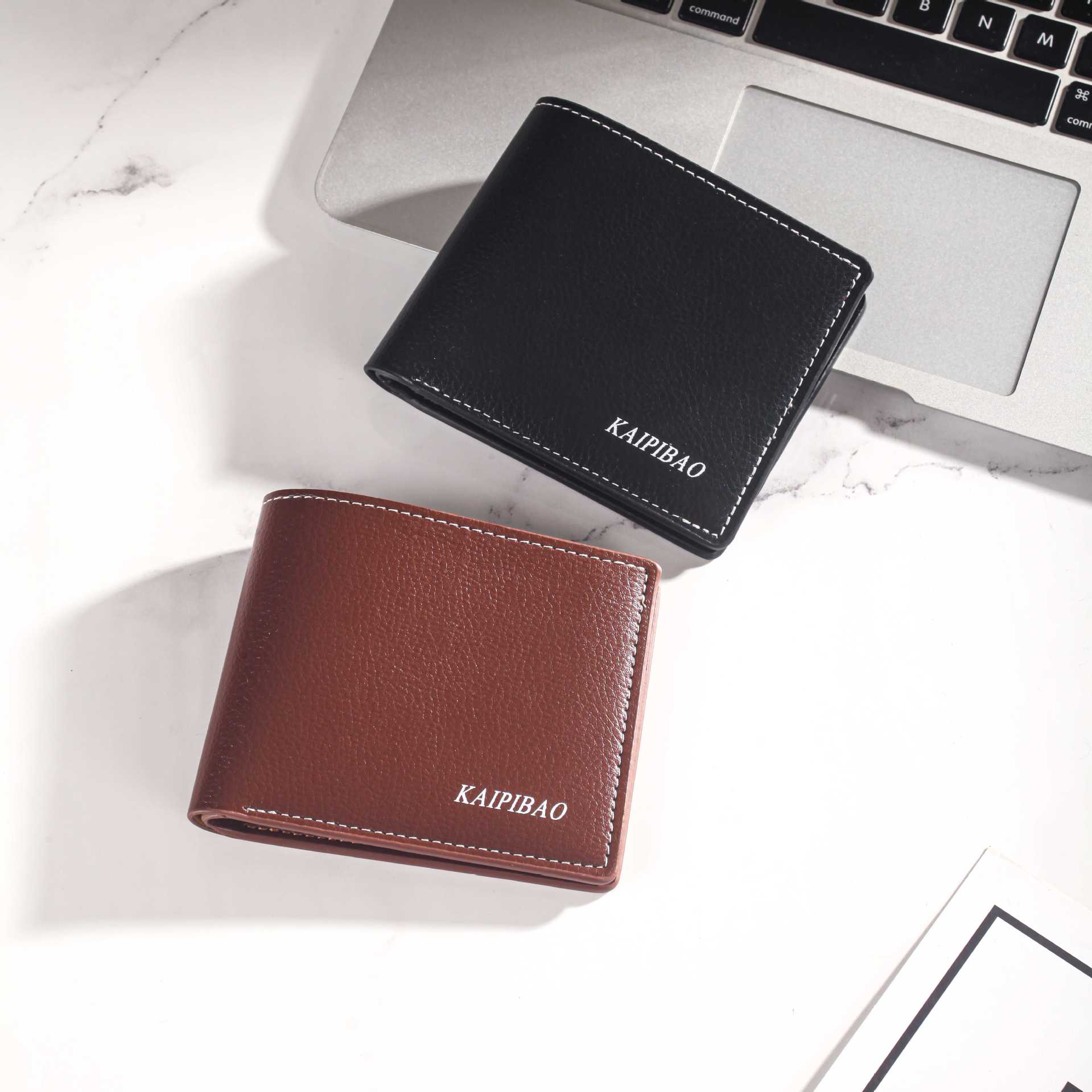 cross-border simple and short men's high-grade man's wallet ultra-light soft leather korean style lychee pattern wallet walle full figure