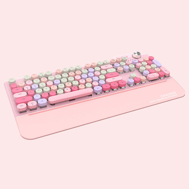 geezer g7 mechanical keyboard bluetooth 2.4g wireless wired charging three-mode game office boys and girls round parts Specification drawing