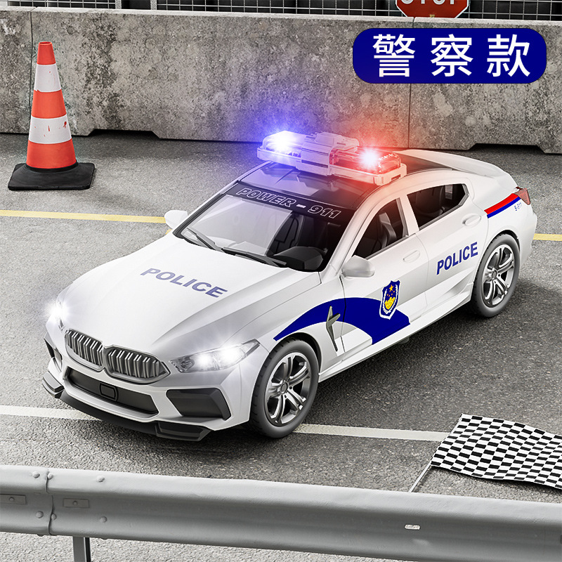 new simulation sound and light police car model children's police car large special car model inertia open door decoration toy car full figure