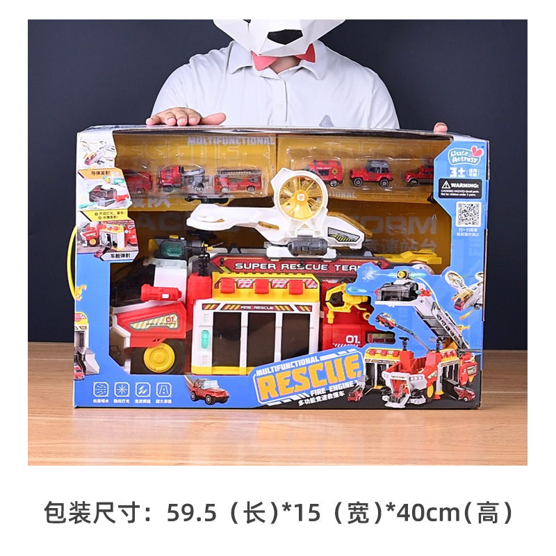 toy car sam same rescue fire truck engineering car boy police car kid big car chenghai's toy gift box details Picture