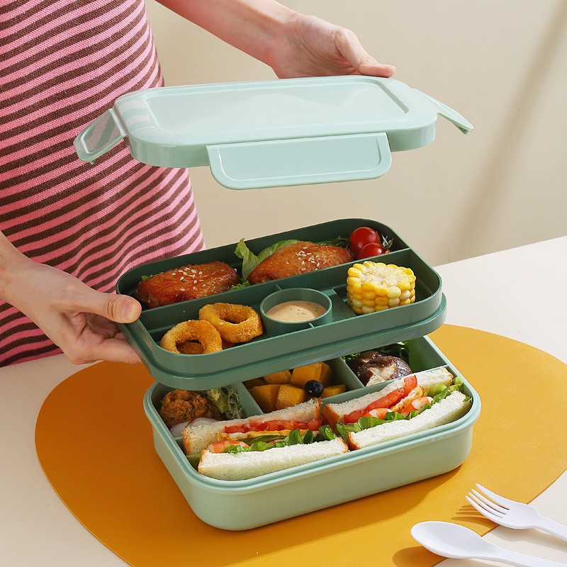 cross-border large capacity lunch box microwaveable heating crisper double-layer sealed lunch box for delivering meals to work lunch box details Picture
