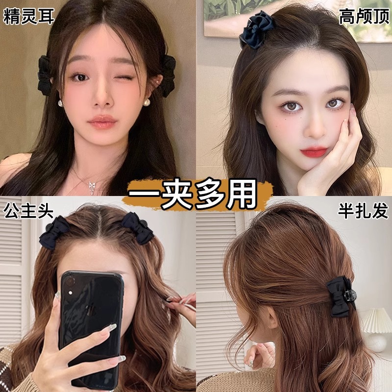 black elf ear bow small hair grabbing clip female princess hairstyle side side clip hair accessories behind the ear barrettes headdress hairpin Specification drawing