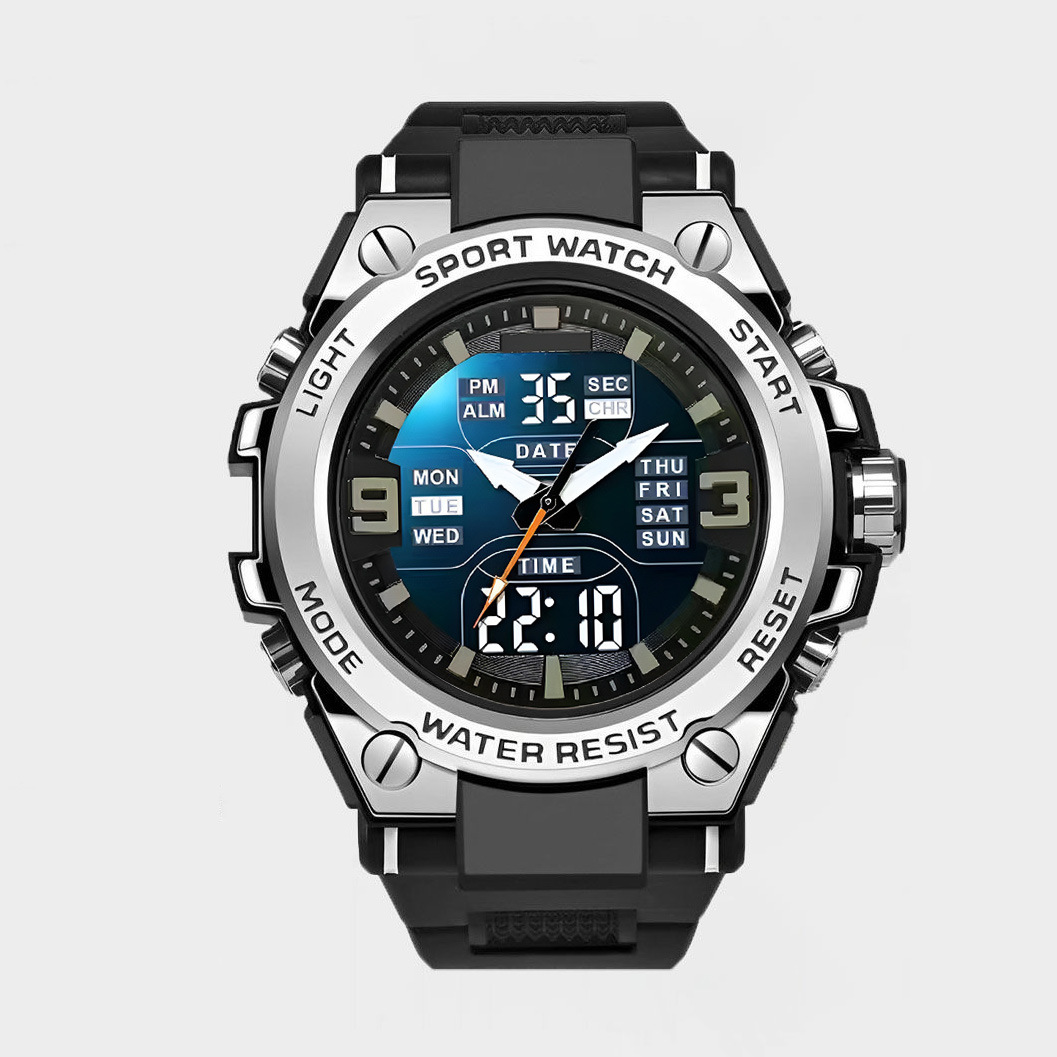 multifunctional luminous alarm clock sports watch trendy waterproof electronic watch men's junior high school students details Picture