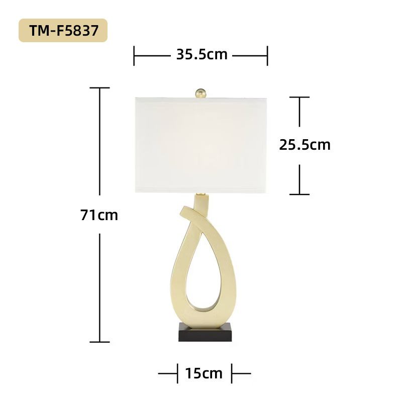 cross-border table lamp bedside high-grade modern chinese style hotel table lamp living room bedroom metal fabric large table lamp Specification drawing