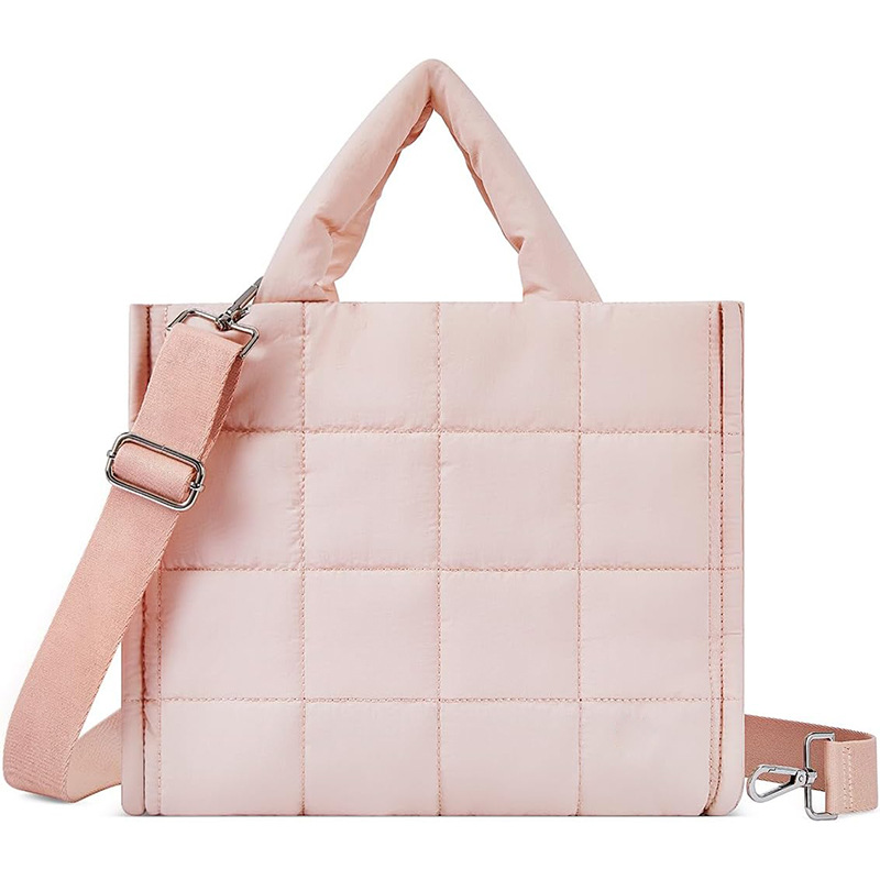 new square plaid quilted crossbody bag soft feeding cotton handbag lightweight fluffy shoulder bag suitable for travel full figure