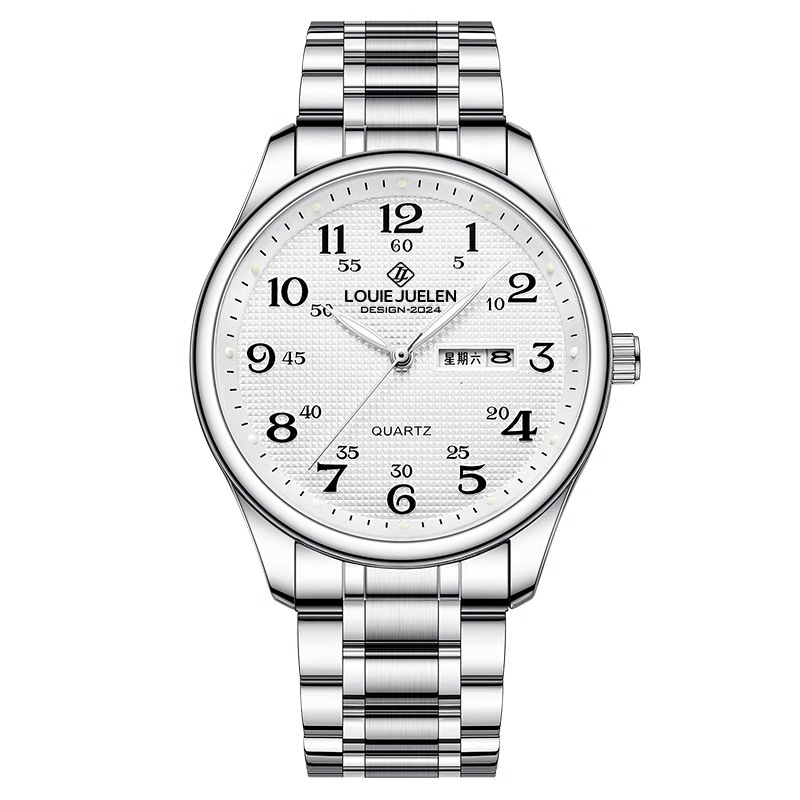 louis jilun cross-border hot sale big word watch for the elderly couple waterproof luminous calendar watch quartz watch factory Specification drawing