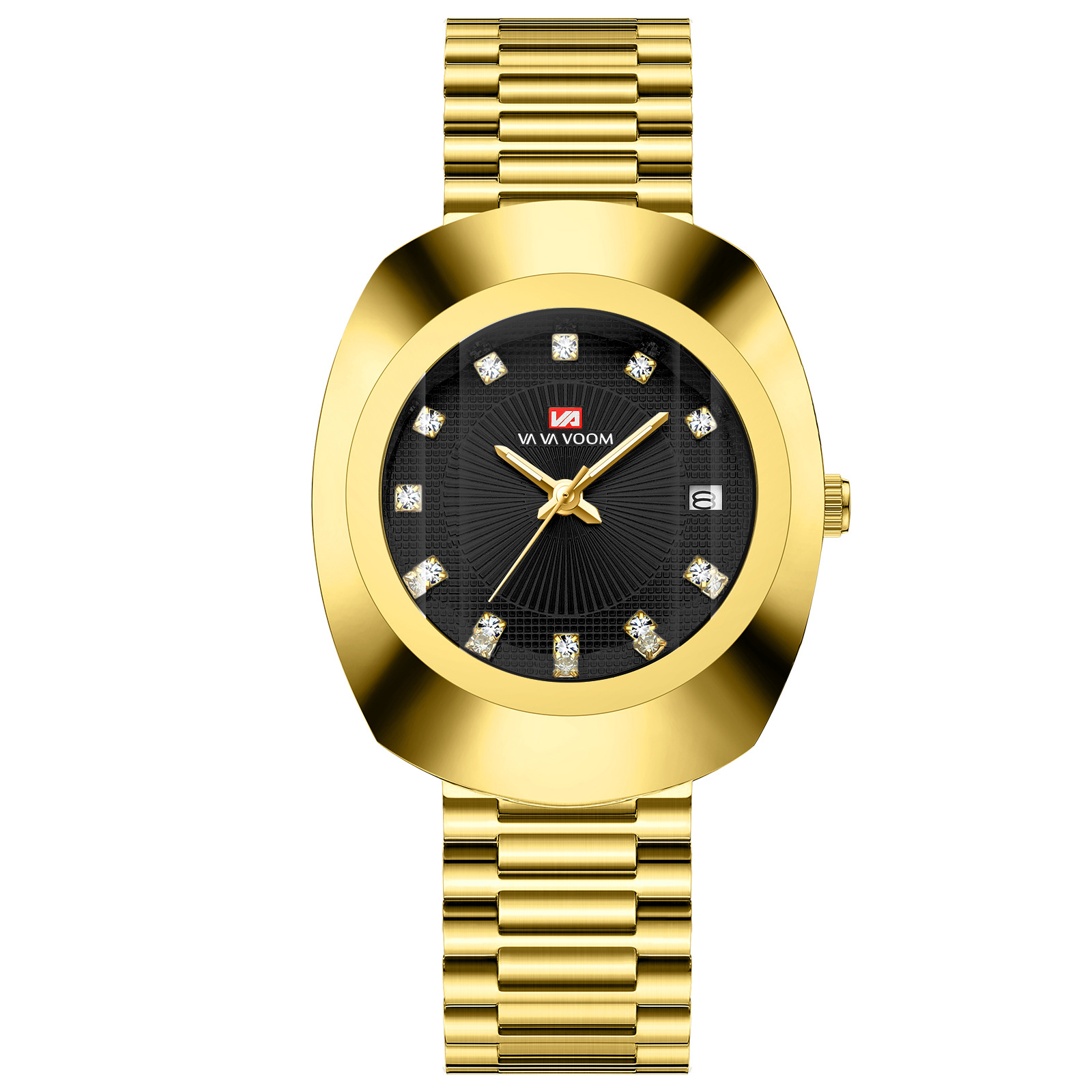 cross-border vavoom brand couple quartz watch yellow gold diamond waterproof steel strap watch watch one piece dropshipping Specification drawing