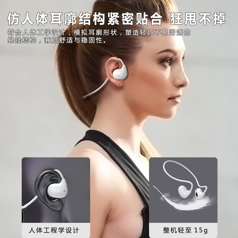 sports headset ows pro gas conduction rear-mounted binaural halter wireless bluetooth headset for apple android details Picture