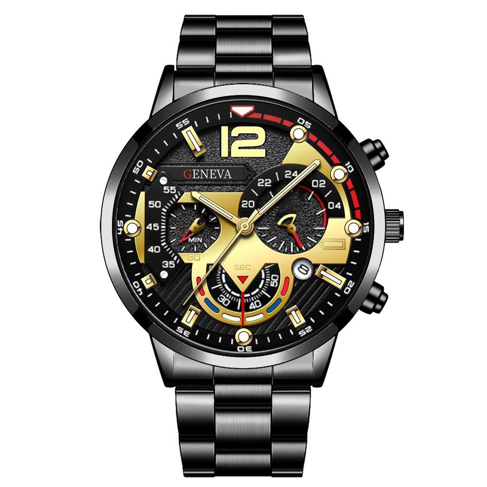 cross-border hot sale popular men's watch steel timepiece calendar quartz watch sports luminous pointer quartz men's watch wholesale Specification drawing