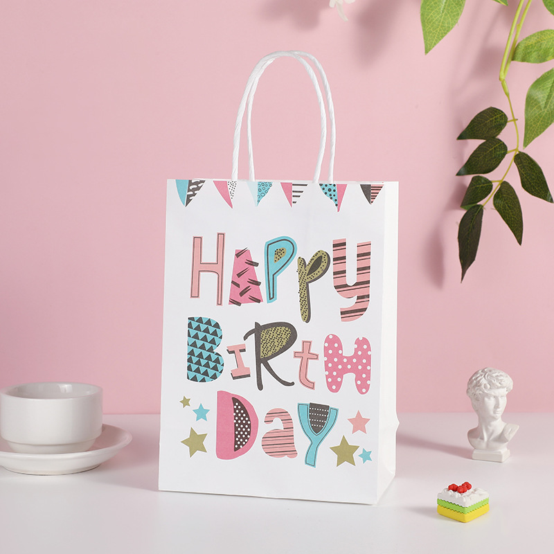 cross-border birthday gift bag kraft paper portable paper bag shopping gift premium paper packaging bags holiday candy gift bag full figure