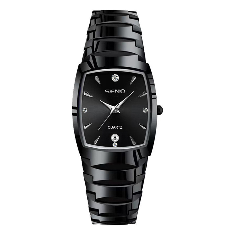 new men's steel strap watch square men's watch business waterproof calendar quartz watch cross-border generation watch Item Picture