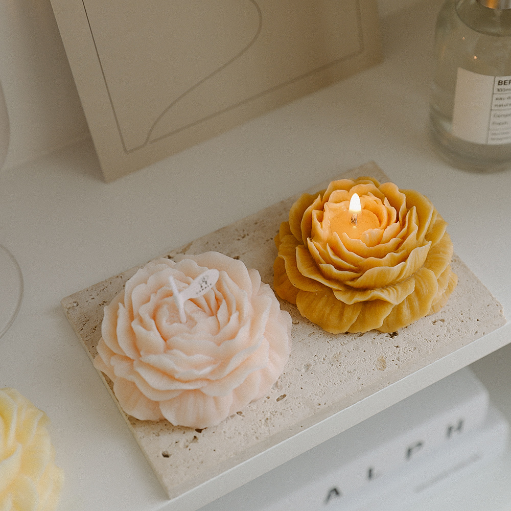 fragrance with hand gift peony flower shape candle ornaments atmosphere gift teacher's day creative flower aromatherapy candle details Picture