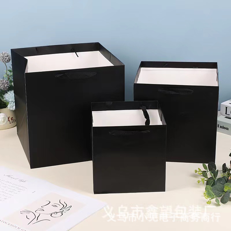 square gift bag flower handbag cake bag packing bag thickened large bouquet kraft paper bag gift bag Specification drawing