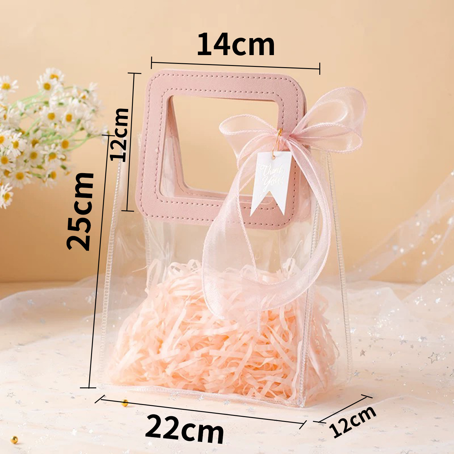 transparent pve handbag high-grade gift shopping bag birthday plastic wedding companion gift bag flowers jewelry bag Item Picture