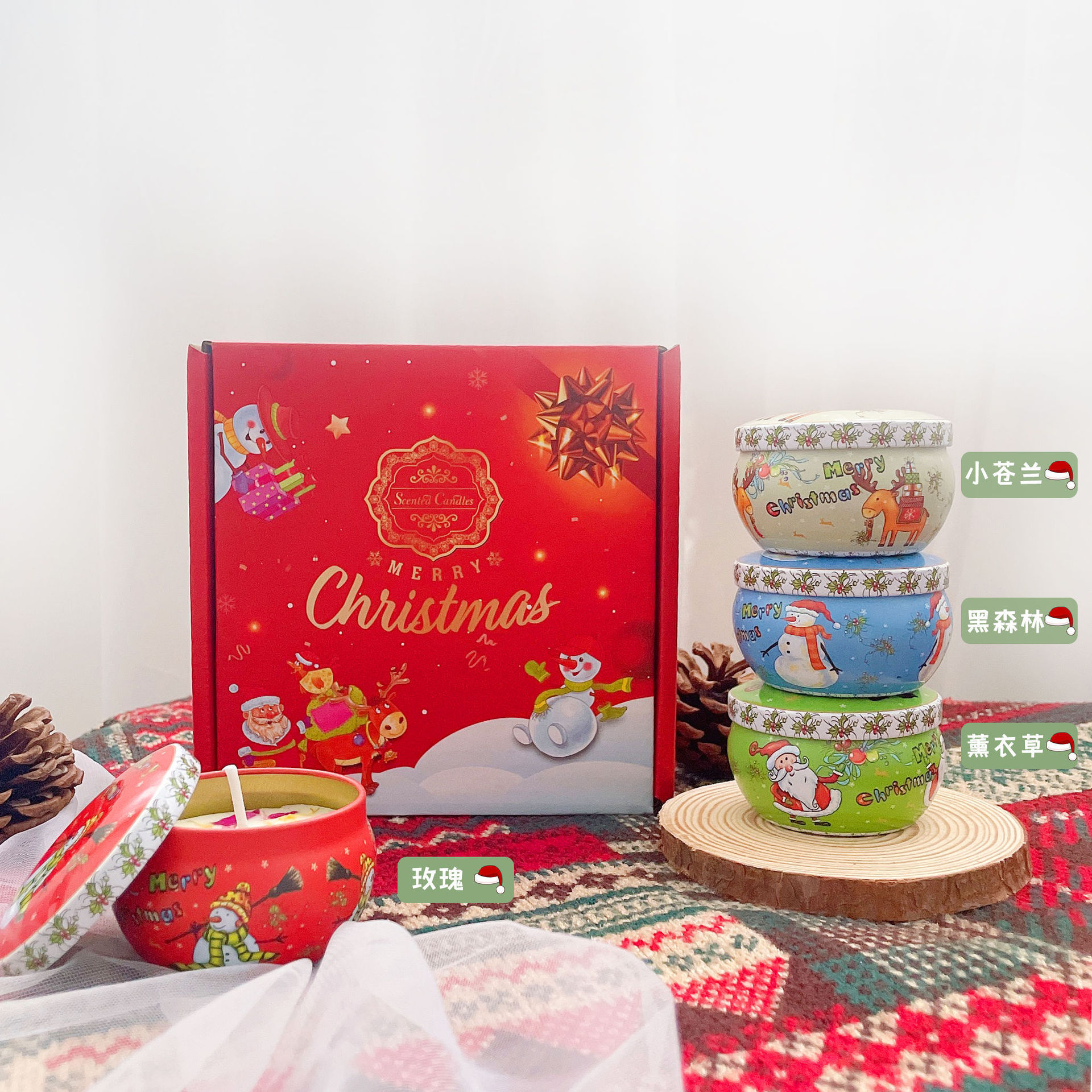 4-piece gift box cross-border dry flower fragrance candle birthday gift hand gift flower fragrance incense full figure