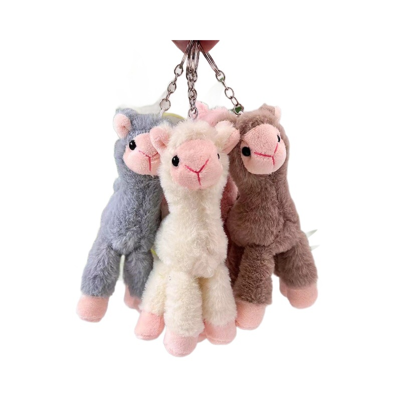Cross-border customized cute and popular alpaca pendants, plush toys, figurines, mini keychains, cartoon schoolbags