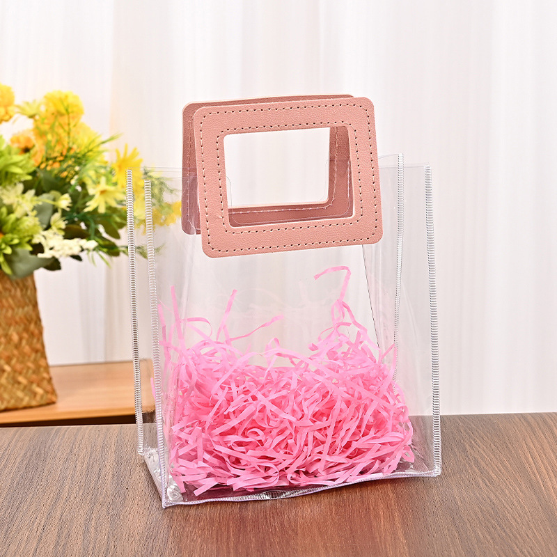 pvc transparent handbag high-grade chinese valentine's day wedding partner gift bag wedding candy plastic handbag Item Picture