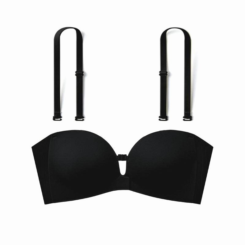 tiktok xingzhu xudan same style adjustable front button underwear strapless invisible non-slip push up bra zbluc details Picture