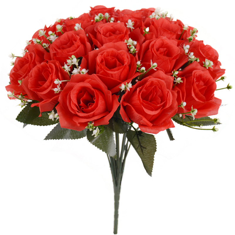 artificial/fake flower 18 large south korea rose bouquet wedding bouquet living room decoration handmade flowers silk flower wholesale Item Picture