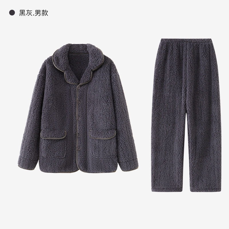 mission 79-couple lambswool pajamas women's winter thicken thermal coral fleece home wear men's suit winter Specification drawing