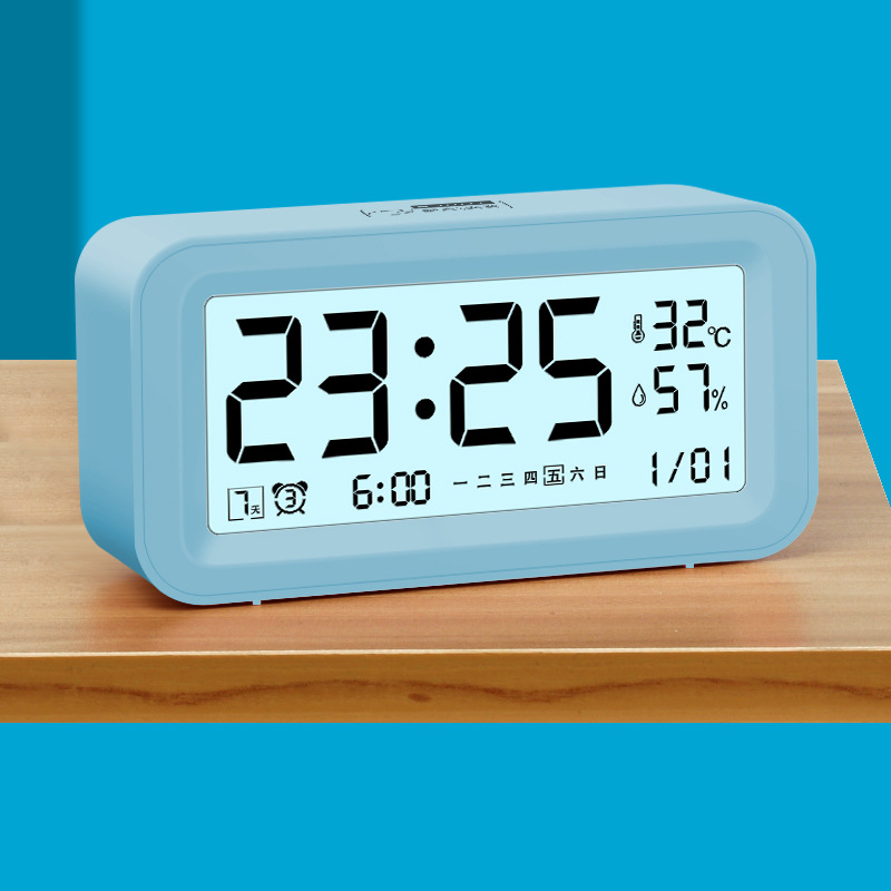 student only electronic clock smart clock mute battery bedroom alarm large volume with temperature and humidity alarm clock Item Picture