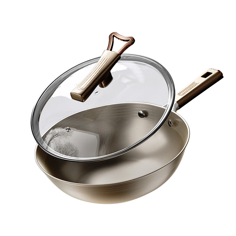 royalstar titanium double-sided titanium shield wok stainless steel non-stick pan household pan gas induction cooker suitable details Picture