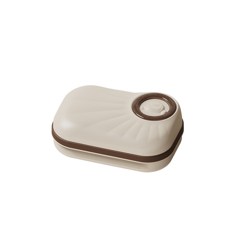 T54-Y-9112 Cream White double-layer draining soap box, cute soap storage box for bathroom and washroom, dust-proof Item Picture