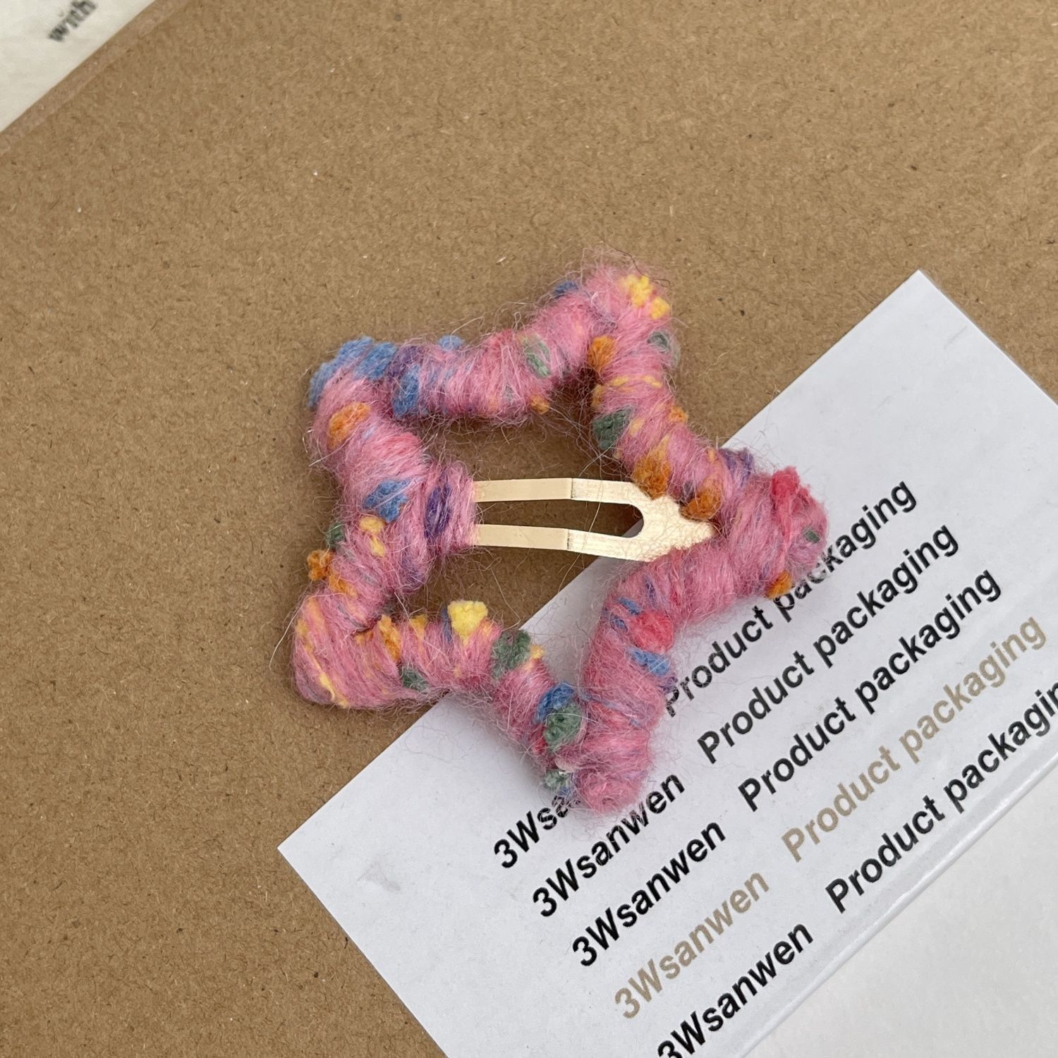 limited romance ~ handmade five-pointed star wool cropped hair clip headdress autumn and winter forehead bang clip side bb hairpin ins Application Scenario