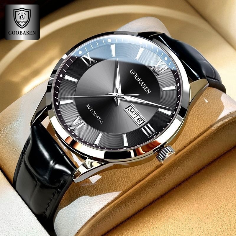 gubosen hot sale hot sale mechanical watch men's watch waterproof luminous calendar tik tok live stream hot sale one piece dropshipping full figure