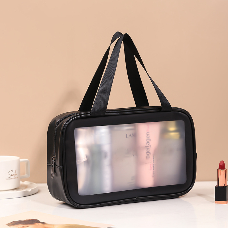 transparent cosmetic bag pvc wash bag three-piece translucent pu frosted bath swimming large capacity female buggy bag Application Scenario