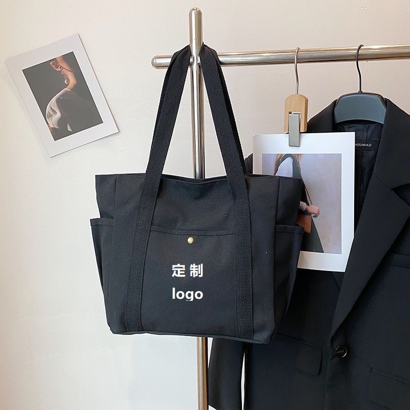 large capacity tote canvas bag for work and going out good-looking commuter's all-matching art student book one shoulder bag bag details Picture