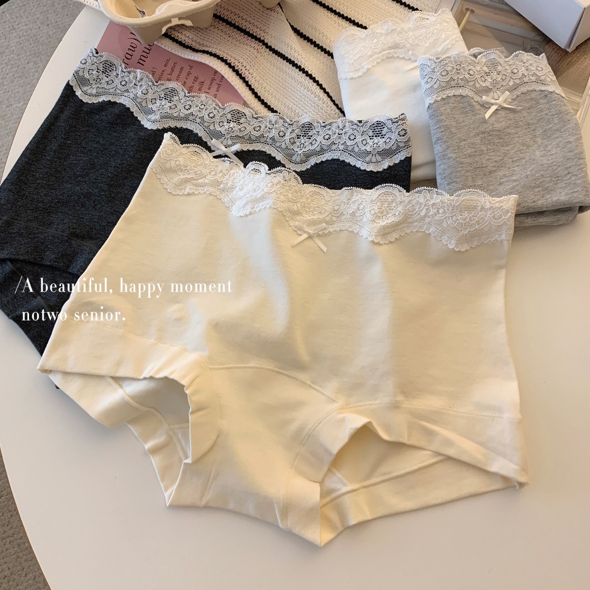 fiberglass lengthened crotch boxer mid-high waist pure cotton lace panties women's antibacterial sheath women's seamless 2025 new details Picture