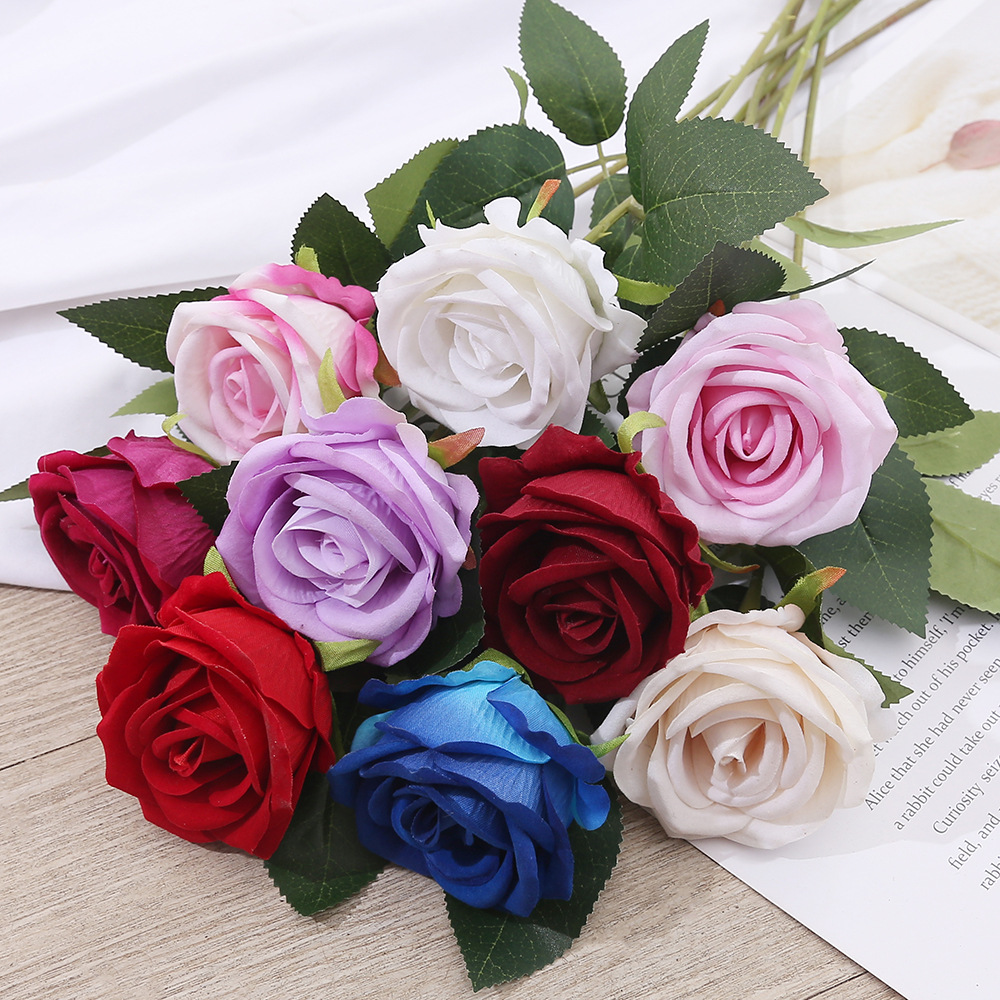 single flannel artificial rose wedding home decoration artificial flower valentine's day bouquet flower wall flower arrangement and fake flower Application Scenario