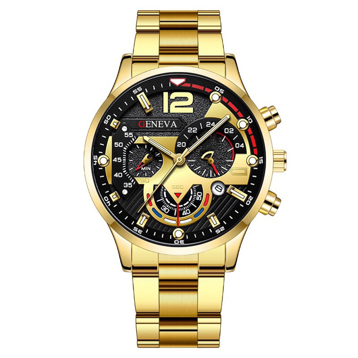 cross-border hot selling popular men's steel belt calendar quartz watch men's sports luminous pointer quartz watch men's watch Specification drawing