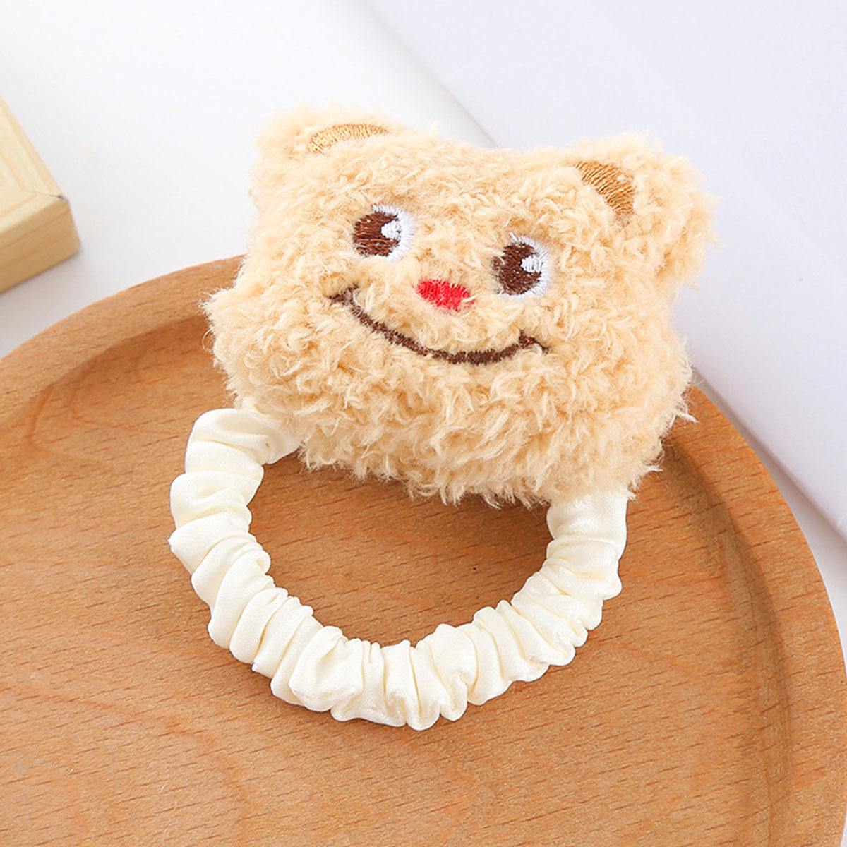 women's autumn and winter cute red bow tie  butter bear bb hairpin hair ring sweet girl side plush headdress details Picture