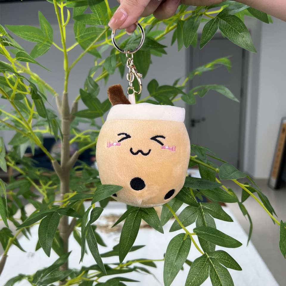 Popular cartoon milk tea, pearl cup, small pendant, doll, milk tea shop gift bag, hanging decoration, key chain, plush toy Specification image