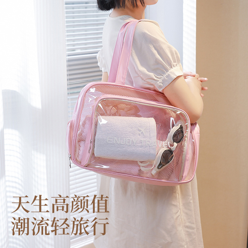 swimming storage bag dry wet separation fitness wash bag large capacity waterproof travel bag pu portable cosmetic bag Application Scenario