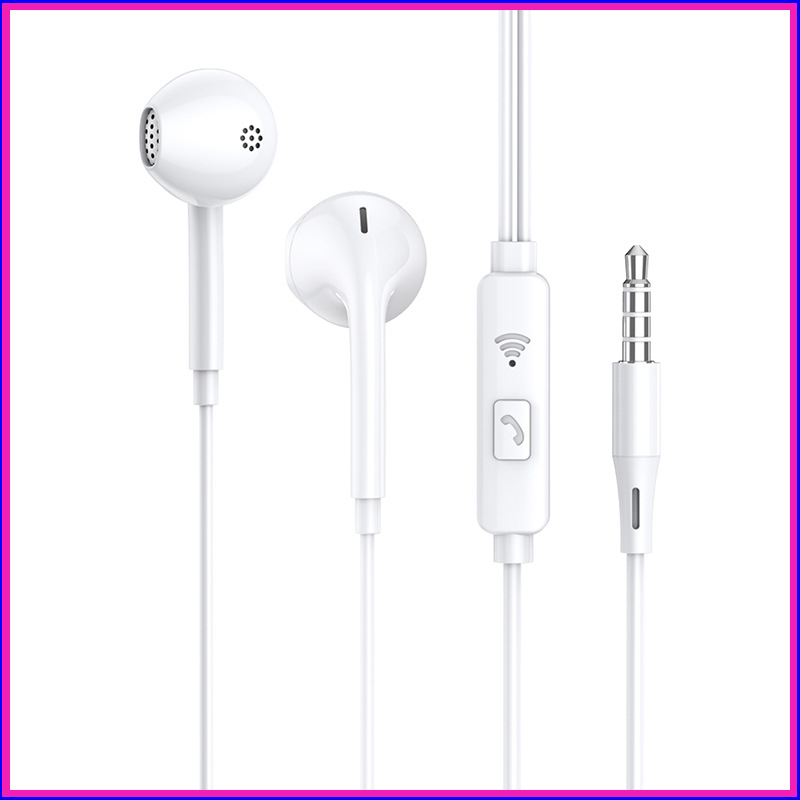 wired headset 3.5mm semi-in-ear round hole interface suitable for android mobile phone flat with microphone mobile phone headset full figure