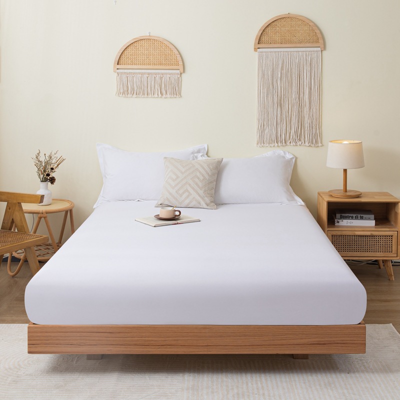 solid color sanding single fitted sheet comfortable skin-friendly cotton single twin coverlet bed sheet dustproof protective bedding wholesale Specification drawing