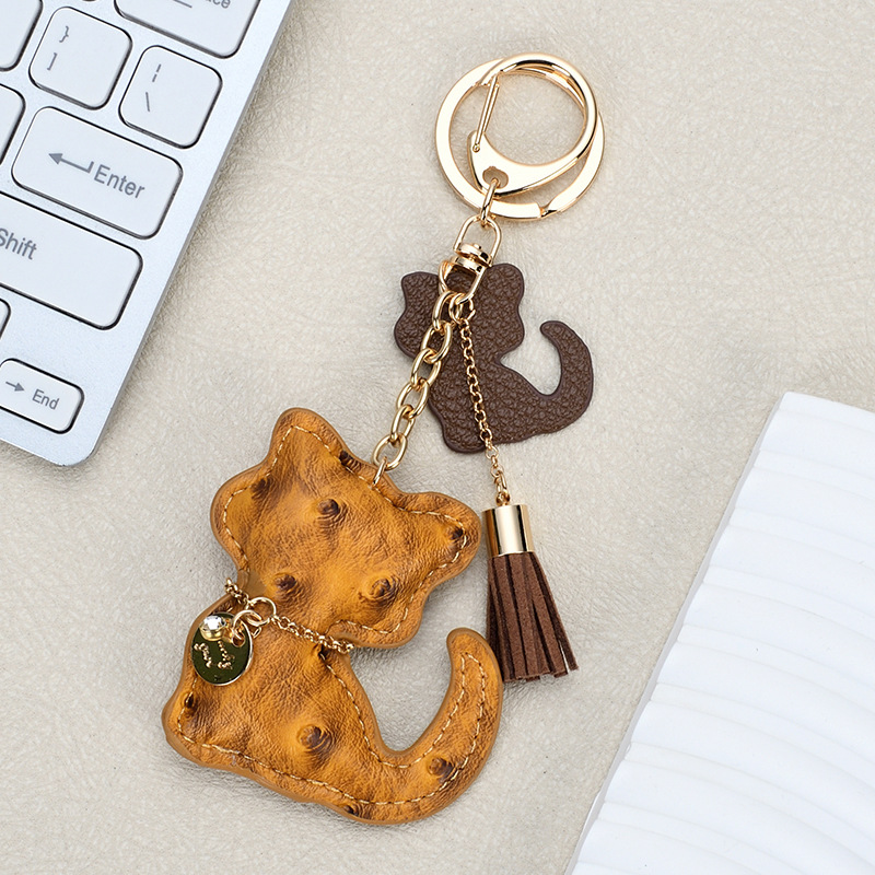 key chain creative color pendant kitten cartoon pendant bag pendant leather lucky  car key gift full figure