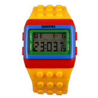 monkey shhors wholesale lcd color building blocks led electronic watch luminous sport watch men women details Picture